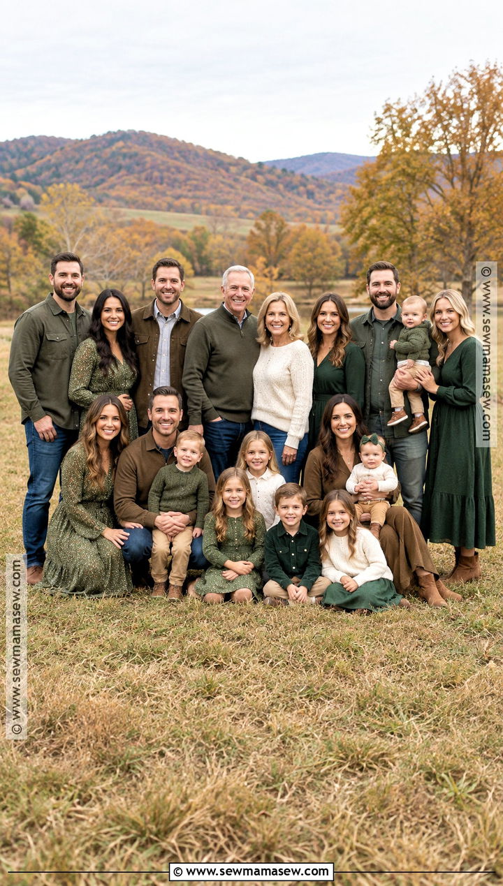 Mixed Green Large Family Photo Outfit - 20 fall family pictures outfits green