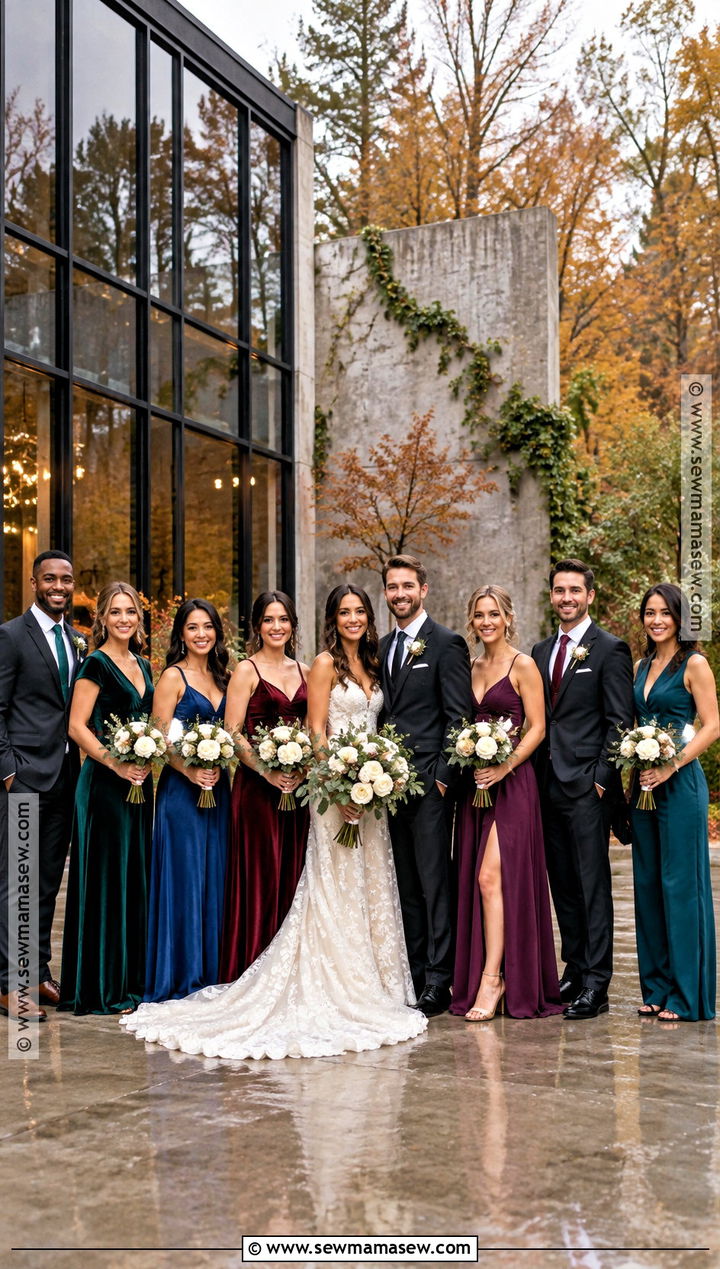 Mixed Jewel Tone Bridal Party Attire - 15 Fall Bridal Party Attire Color Schemes Ideas
