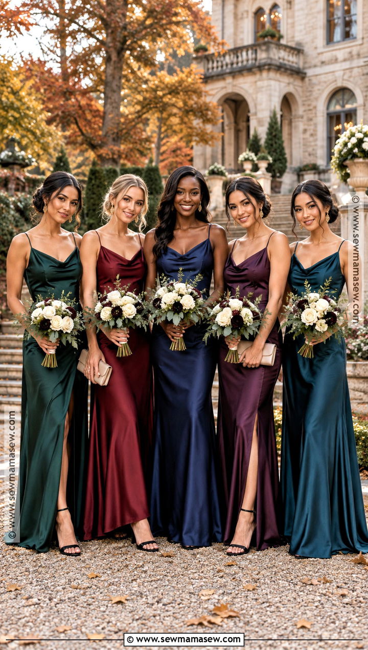 Mixed Jewel Tone Bridesmaid Dresses - 15 Fall Wedding Palette Bridesmaid Dress Ideas