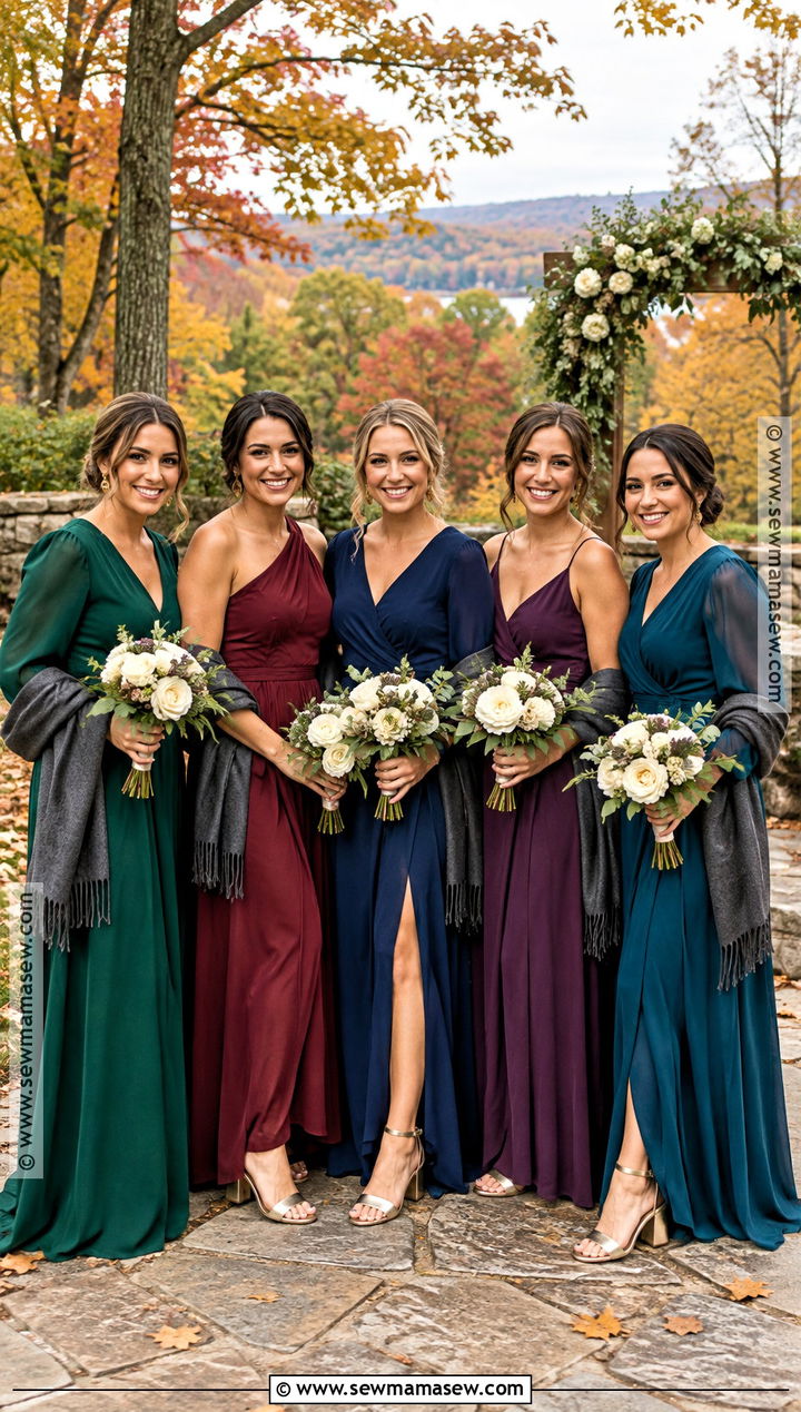 Mixed Jewel Tone Bridesmaid Dresses - 15 october wedding ideas outdoor bridesmaid dresses