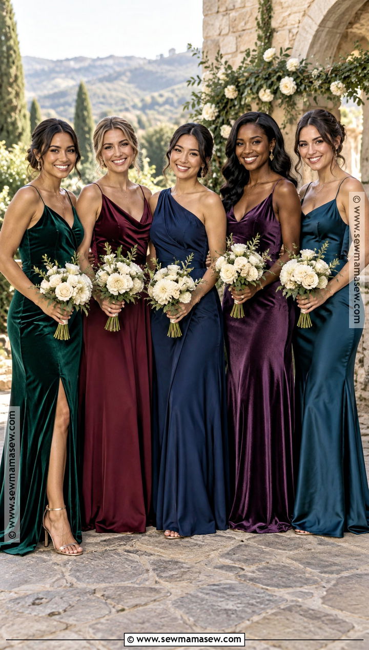 Mixed Jewel Tone Bridesmaid Dresses - 20 autumn wedding dress bridesmaid ideas