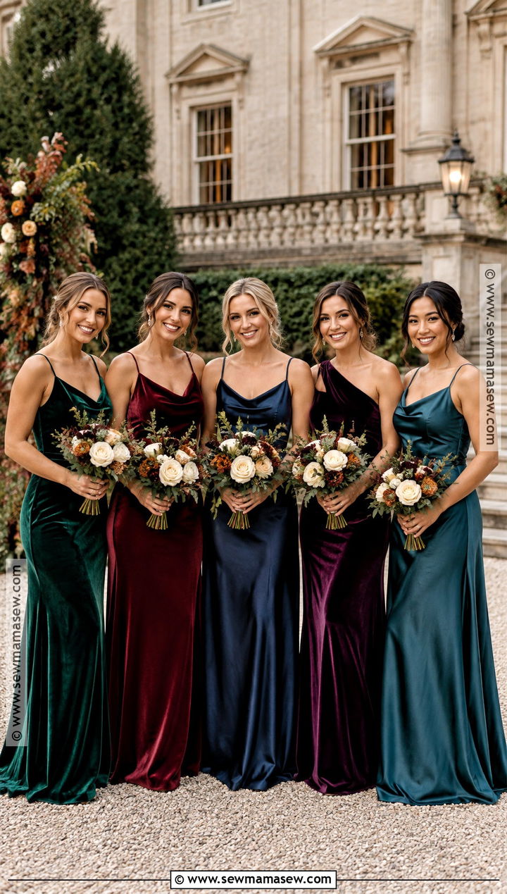 Mixed Jewel Tone Bridesmaid Dresses - 15 Autumn Wedding Colors Palette Bridesmaid Dresses