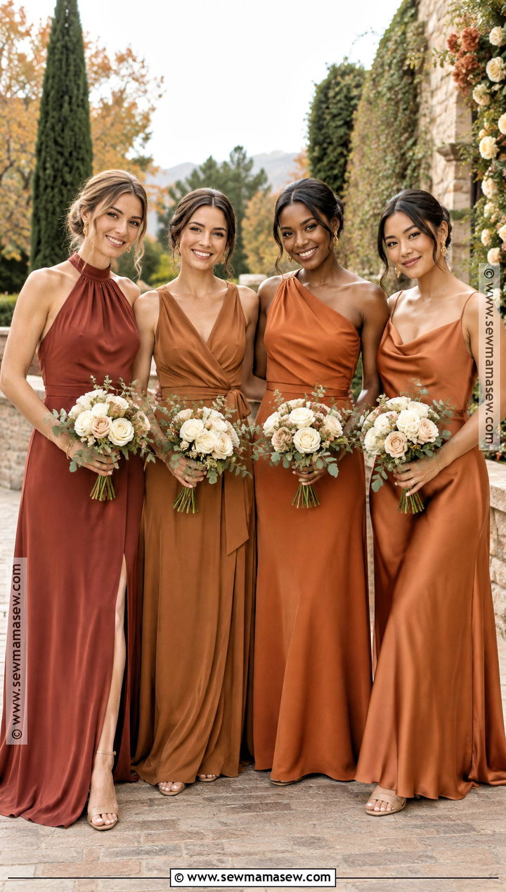 Mixed Orange Bridesmaid Dresses - 15 Autumn Orange Bridesmaid Dresses