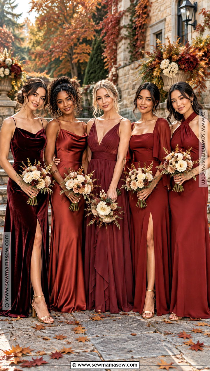 Mixed Red Bridesmaid Dresses - 15 Fall Red Bridesmaid Dresses