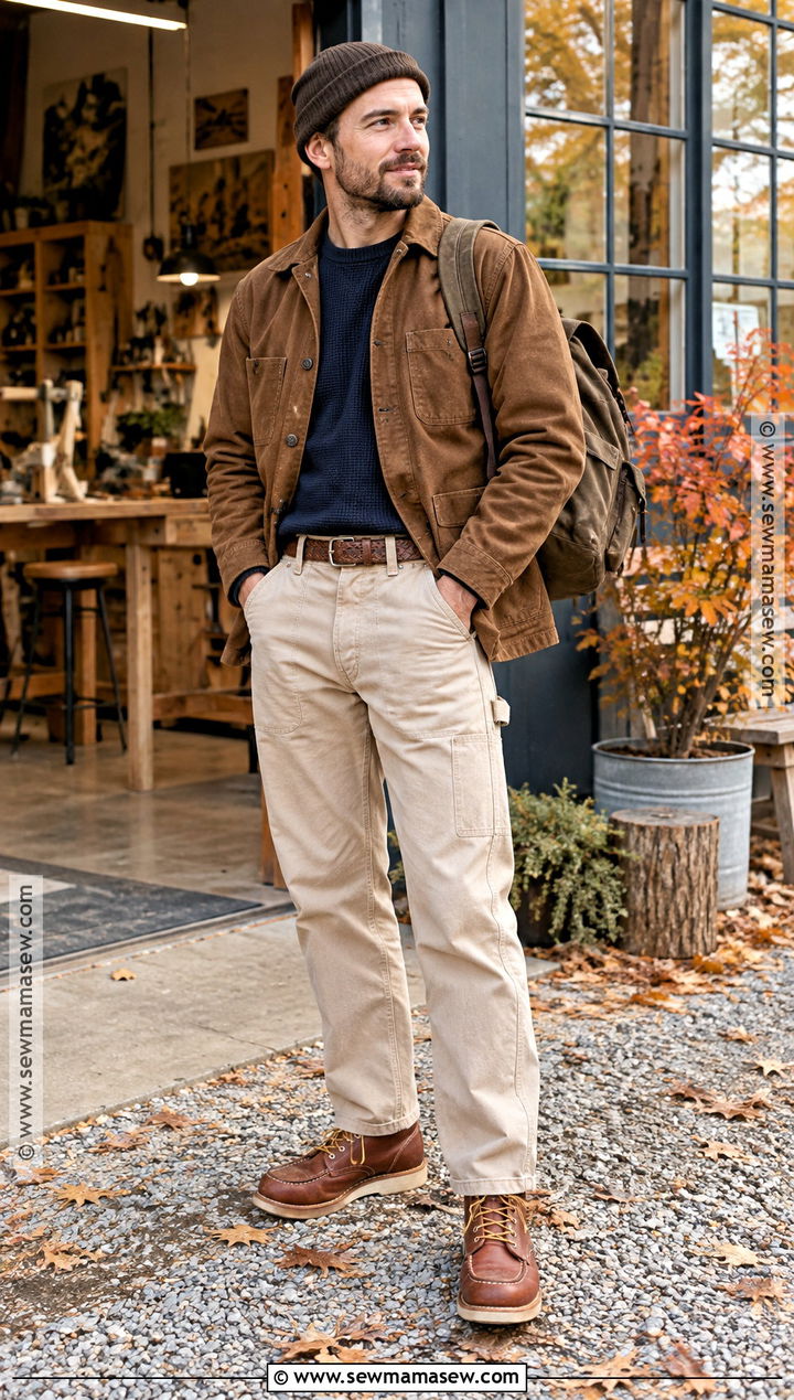 Moc Toe Boots With Carpenter Pants And Chore Coat - 20 fall shoes for men