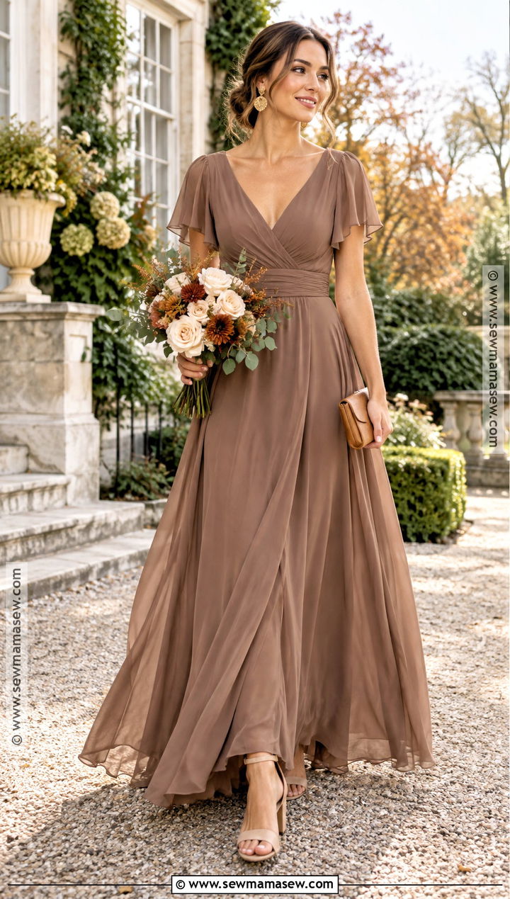 Mocha Chiffon Bridesmaid Dress - 15 Fall Wedding Brown Bridesmaid Dresses