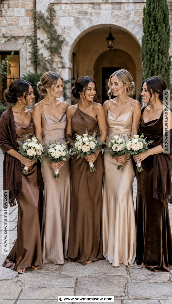 Mocha Taupe and Champagne Bridesmaid Dresses - 15 Multiple Color Bridesmaid Dresses Fall