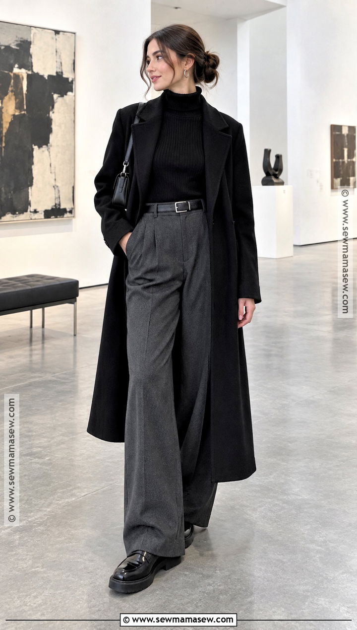 Mock Neck Sweater And Wide Leg Trousers Outfit - 20 the neighbourhood sweater weather ideas