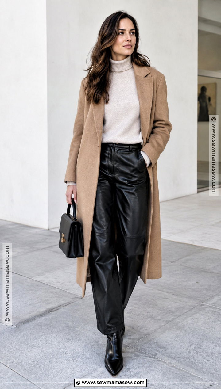 Mock Neck Sweater With Leather Pants - 25 fall sweaters
