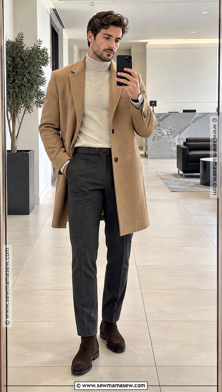 Mock Neck Sweater With Wool Pants And Chelsea Boots - 15 men fall outfits business casual