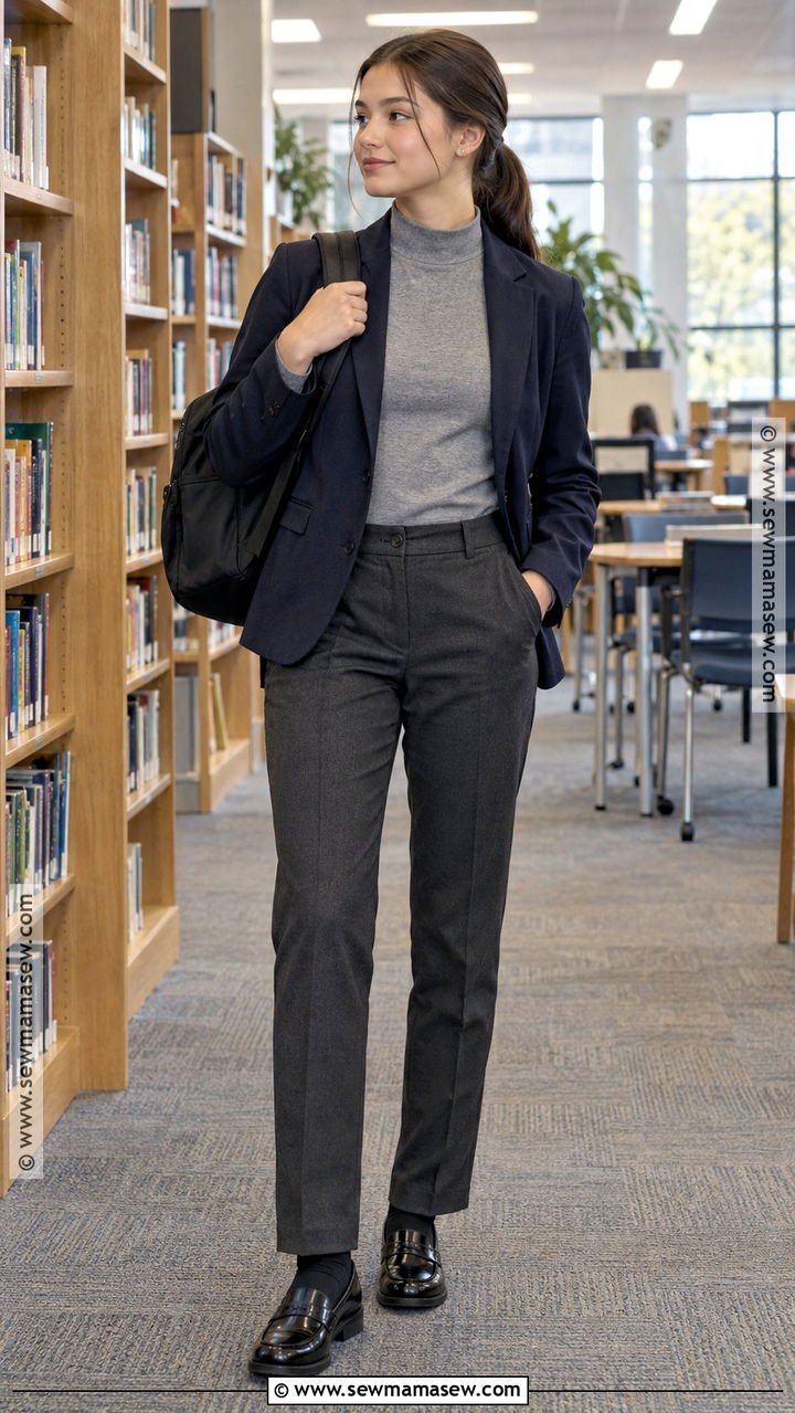 Mock Neck Top And Uniform Trousers High School Uniform - 20 back to school outfits uniform highschool