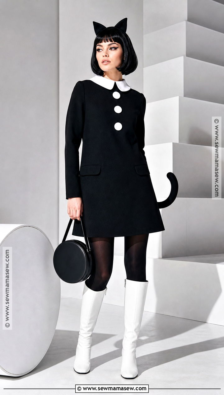 Mod Black Cat Costume With White Boots - 45 black cat halloween costume ideas