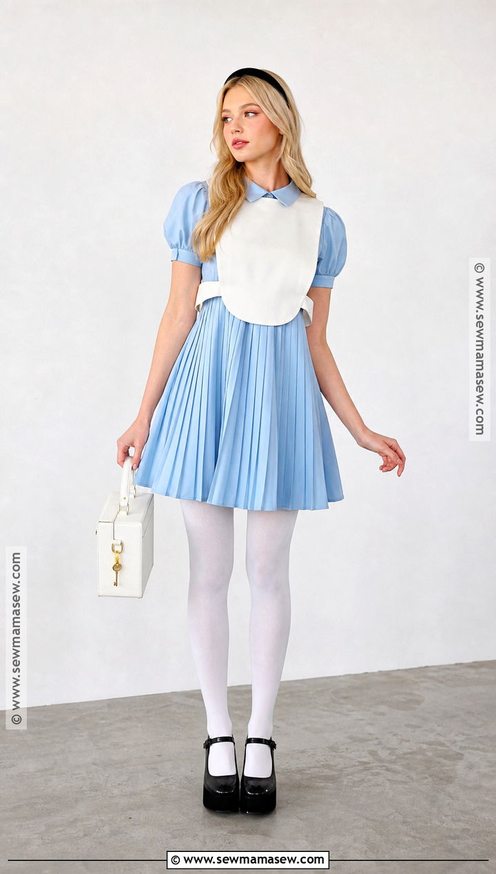 Modern Alice Costume With Pleated Dress - 40 alice costume ideas