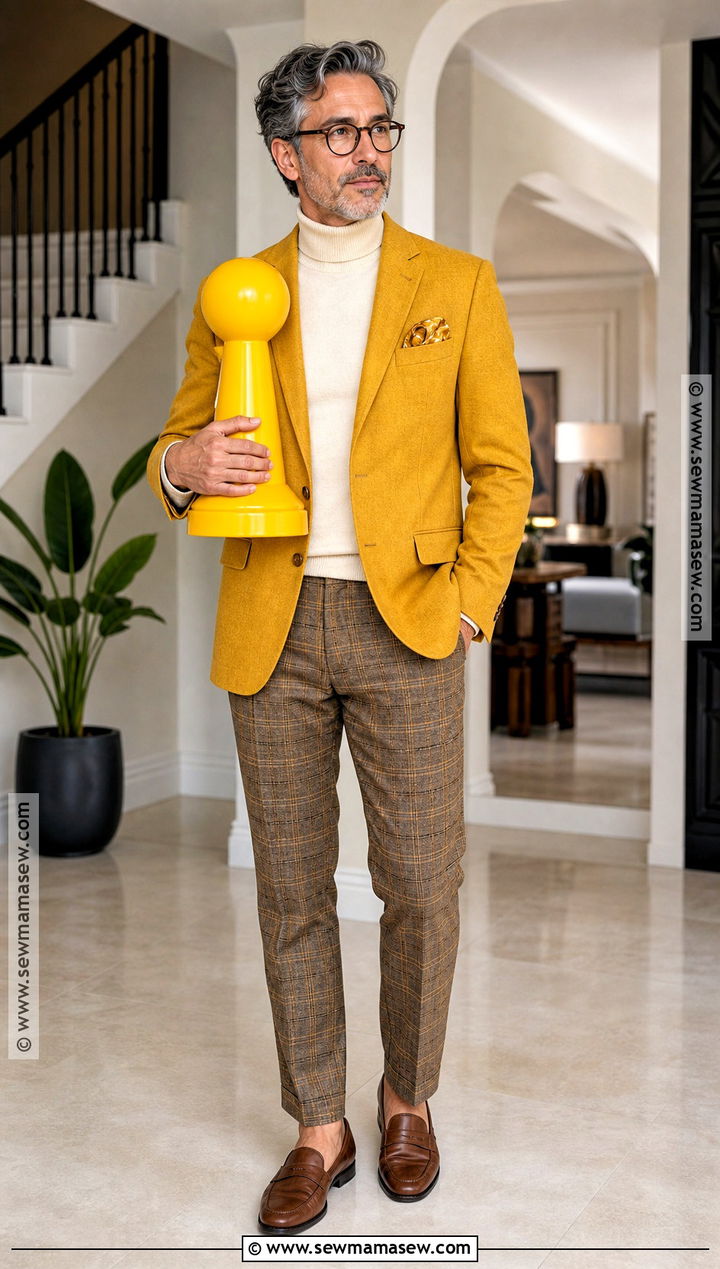 Modern Colonel Mustard Yellow Blazer Costume - 30 clue character costumes