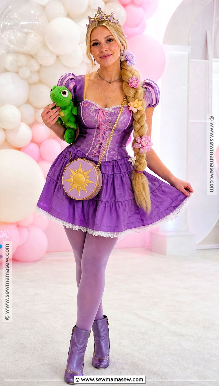 Modern Rapunzel Costume With Mini Dress - 40 repunzle costume idea