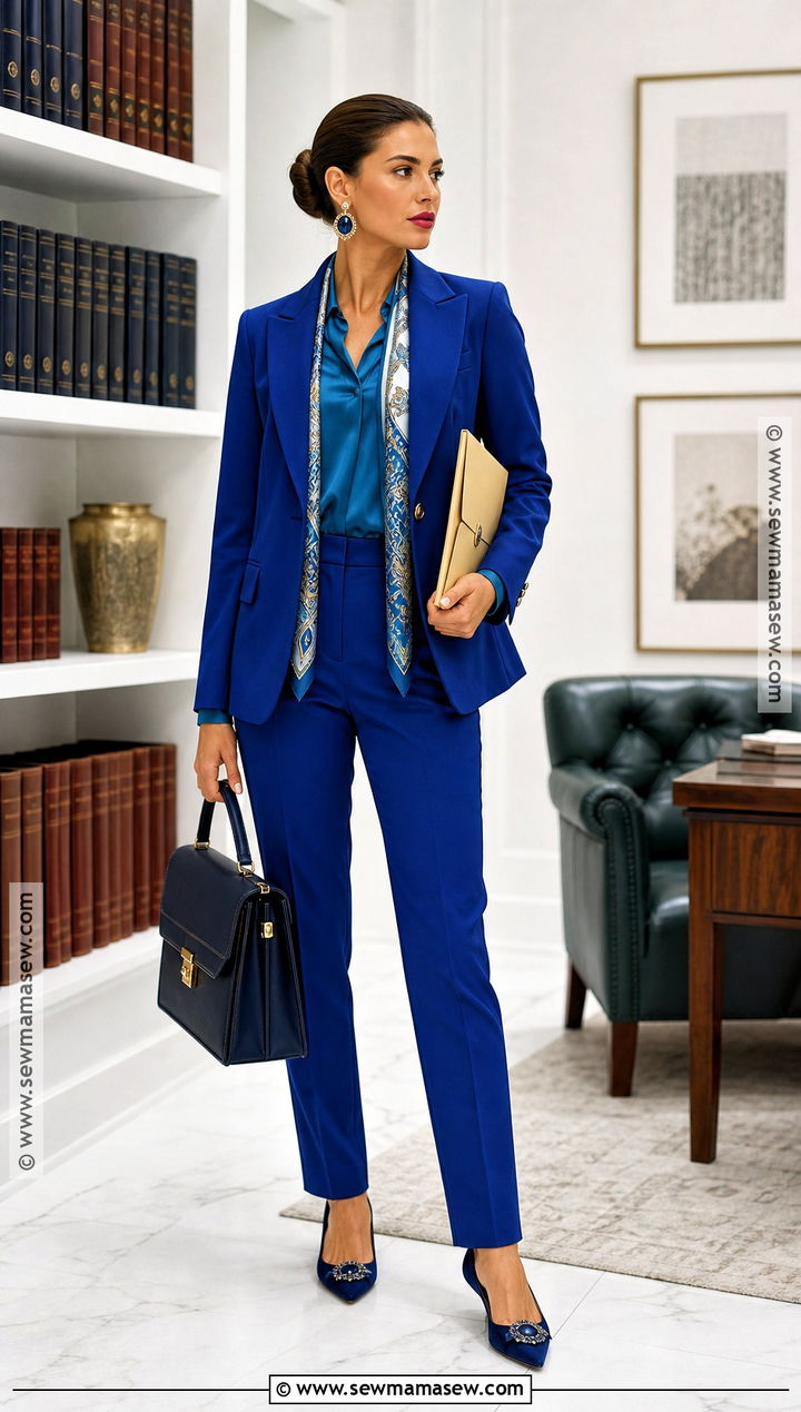 Modern Solicitor Peacock Blue Suit Costume - 30 clue character costumes