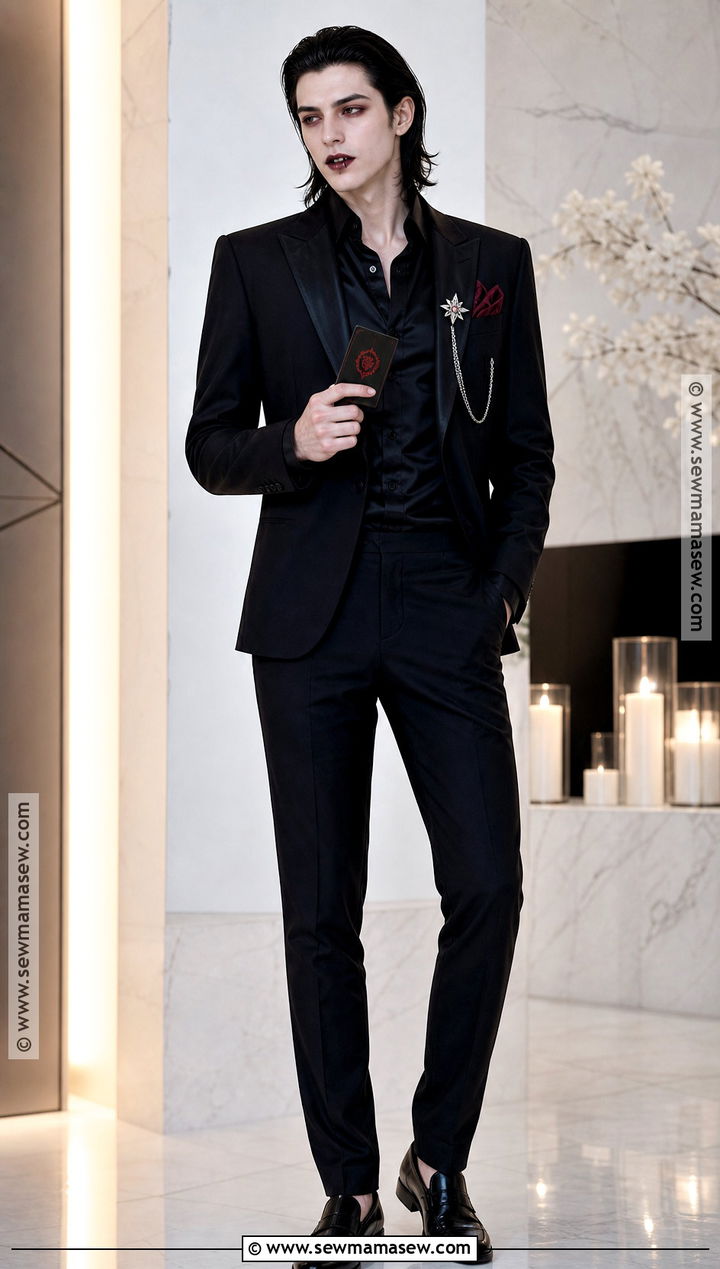 Modern Vampire Costume With Black Suit - 50 vampire costume ideas