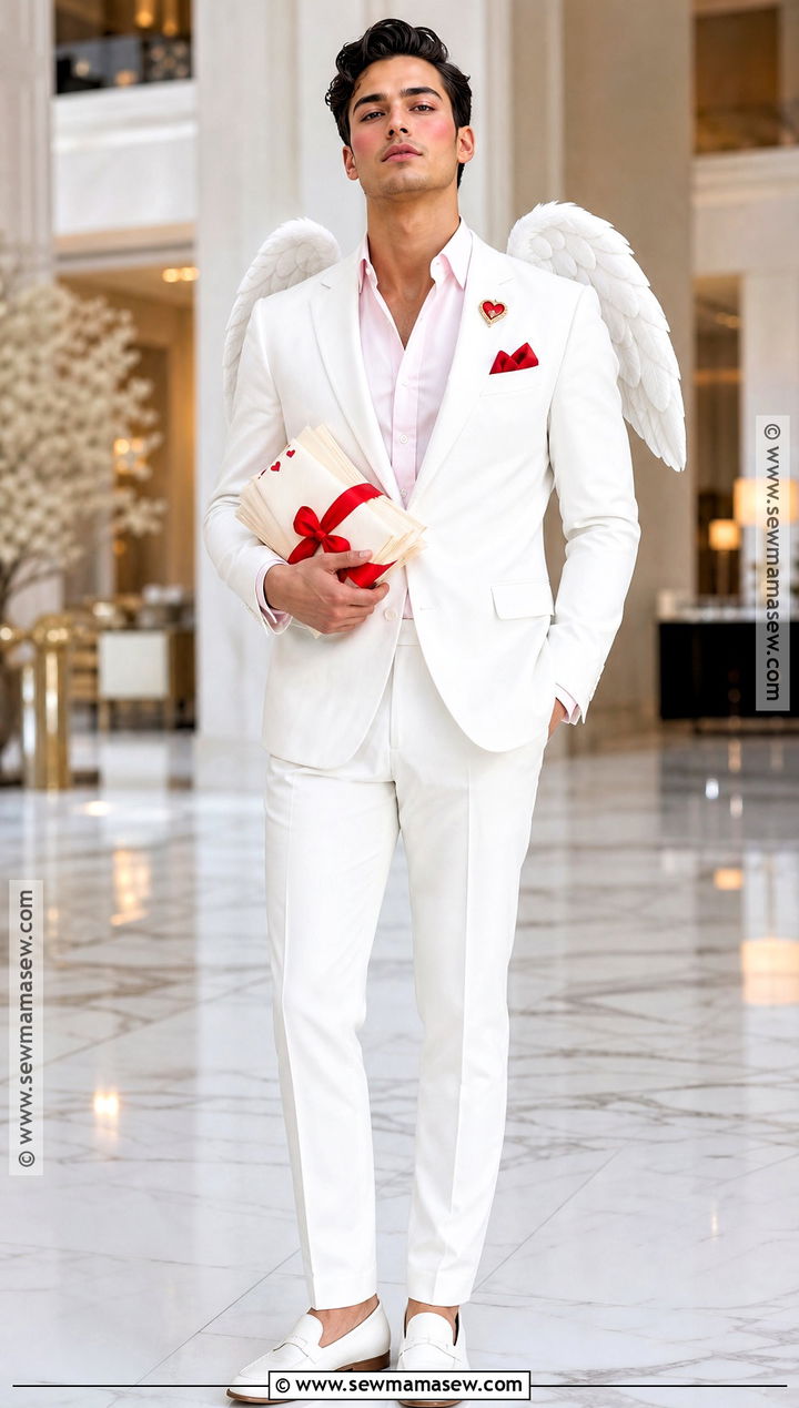 Modern White Suit Cupid Costume - 30 Cupid Costume Ideas for Men