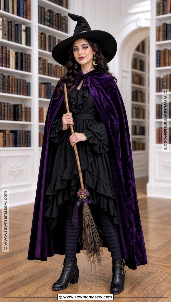 Modern Witch Costume With Purple Cape - 30 college costume ideas