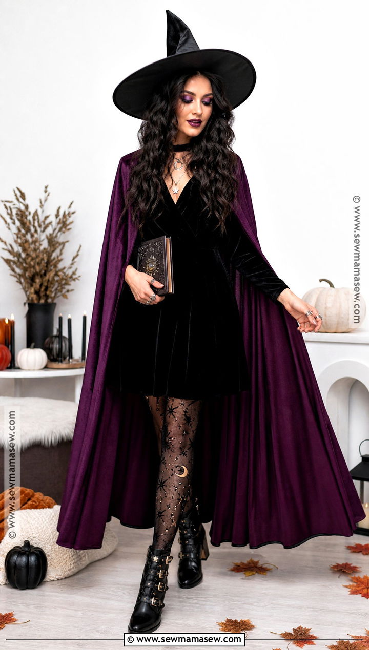 Modern Witch Costume With Velvet Dress - 30 Individual Halloween Costumes