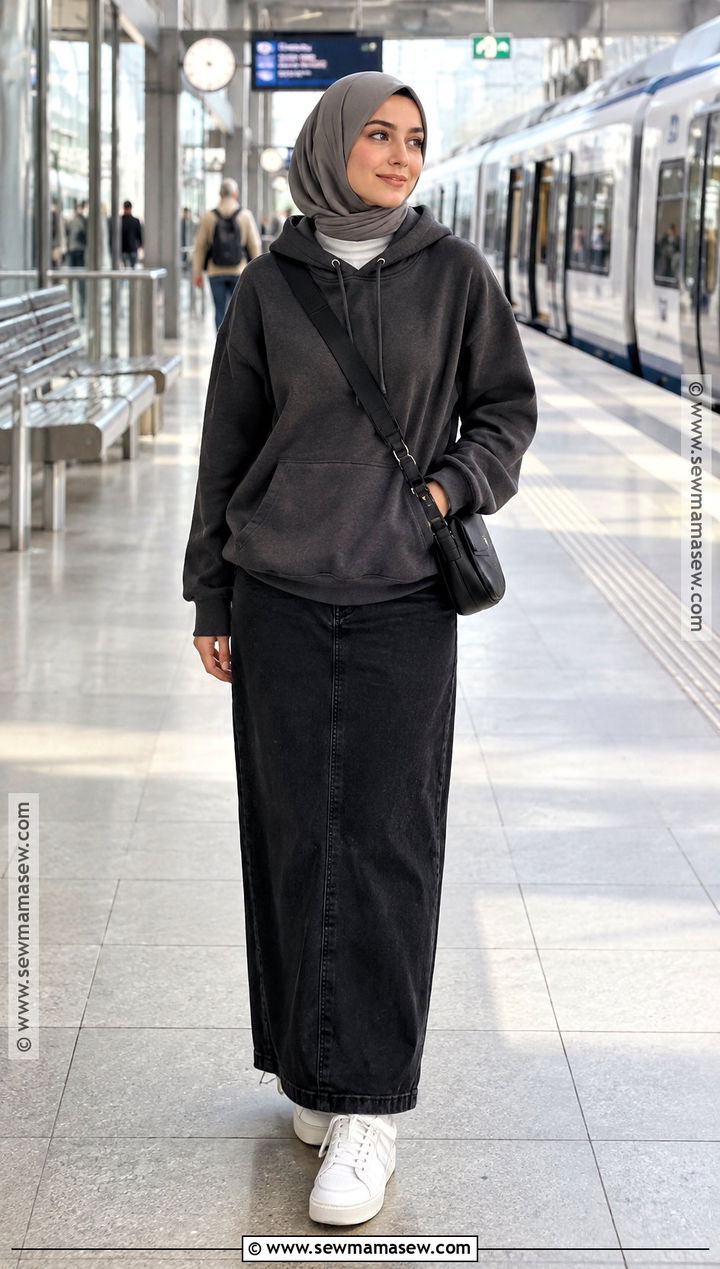 Modest Autumn Hoodie And Maxi Skirt Outfit - 25 modest autumn outfits