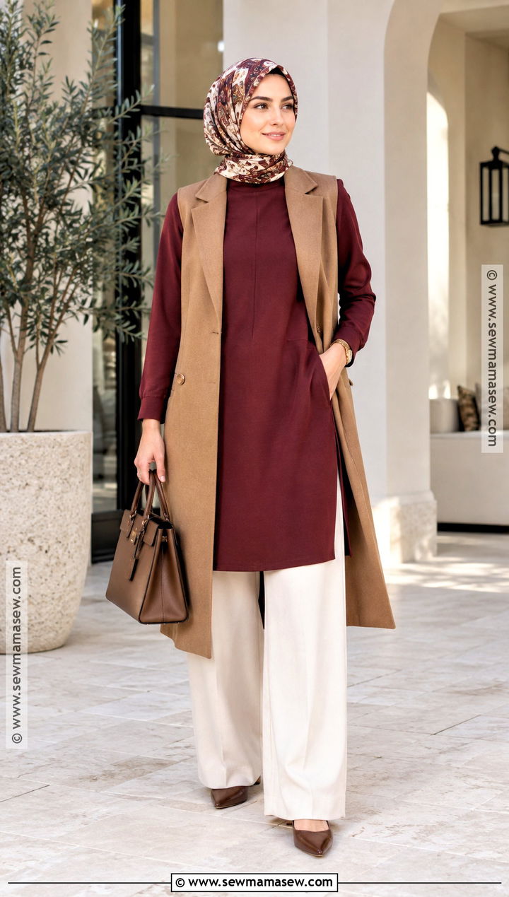 Modest Autumn Long Tunic And Wide Leg Pant Outfit - 20 autumn modest outfits