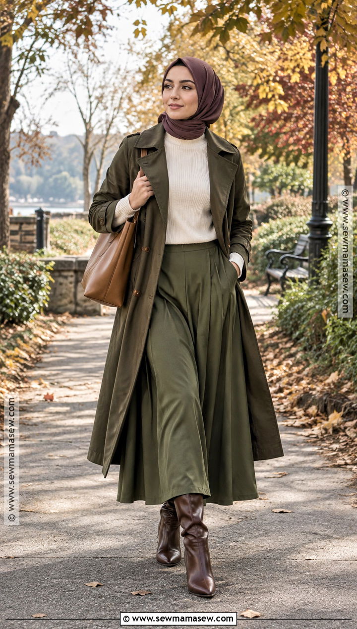 Modest Autumn Olive Green Outfit - 25 modest autumn outfits