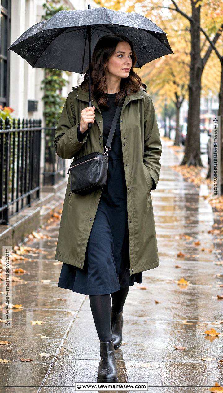 Modest Autumn Raincoat And Long Dress Outfit - 25 modest autumn outfits