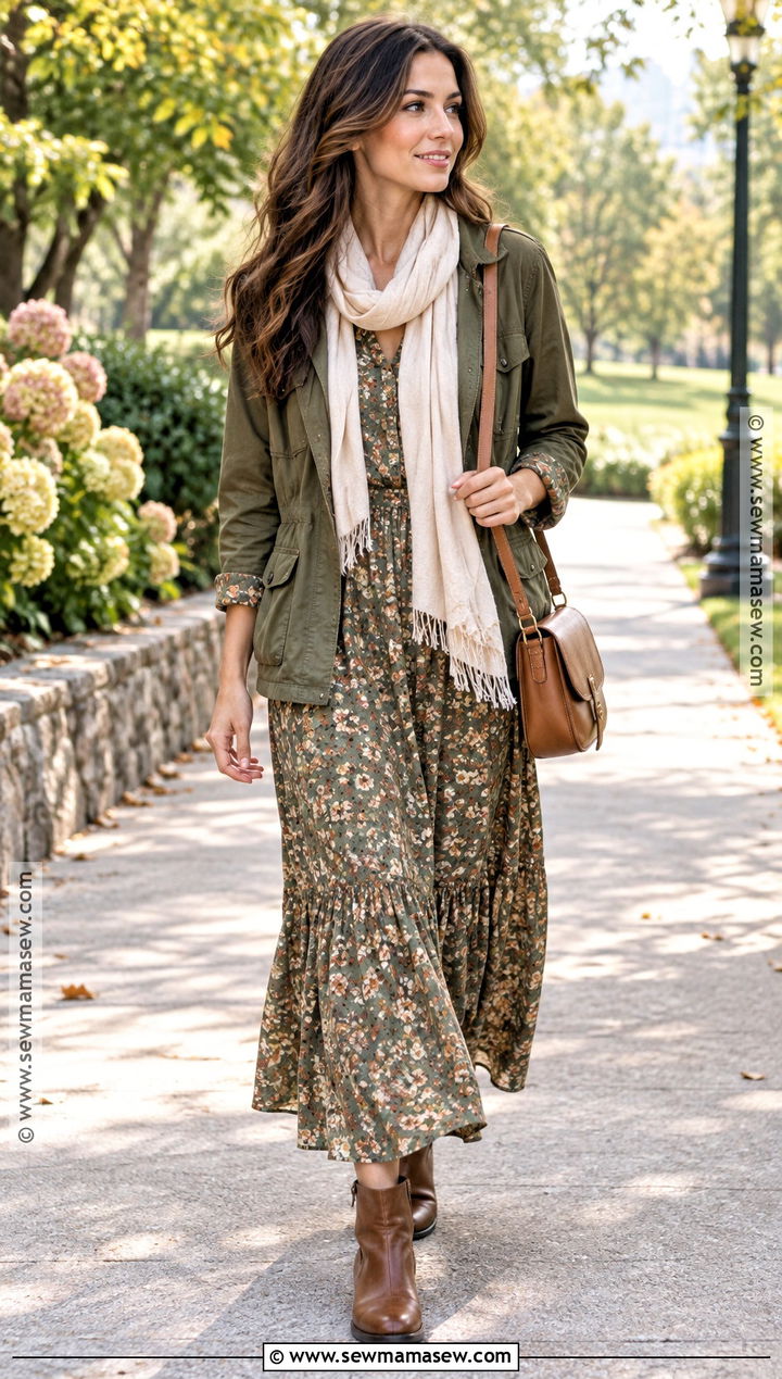 Modest Autumn Utility Jacket And Maxi Dress Outfit - 20 autumn modest outfits