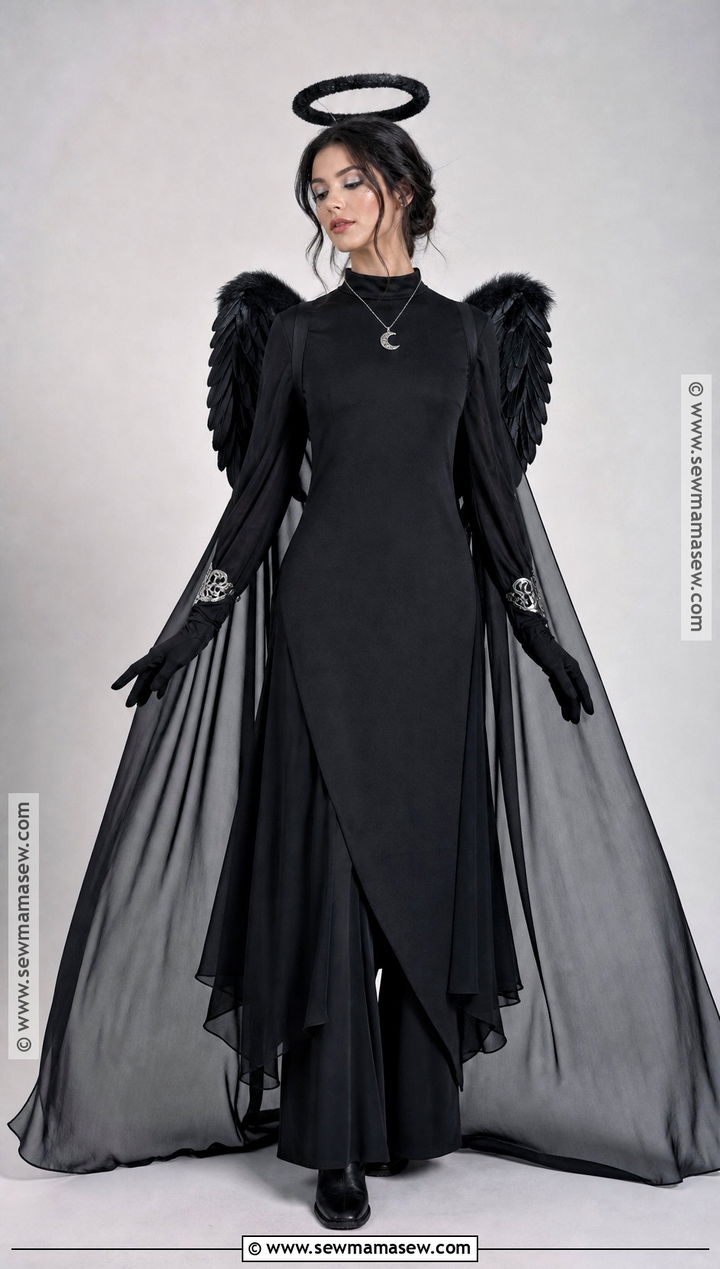 Modest Black Angel Costume With Flowing Layers - 40 black angel costume ideas