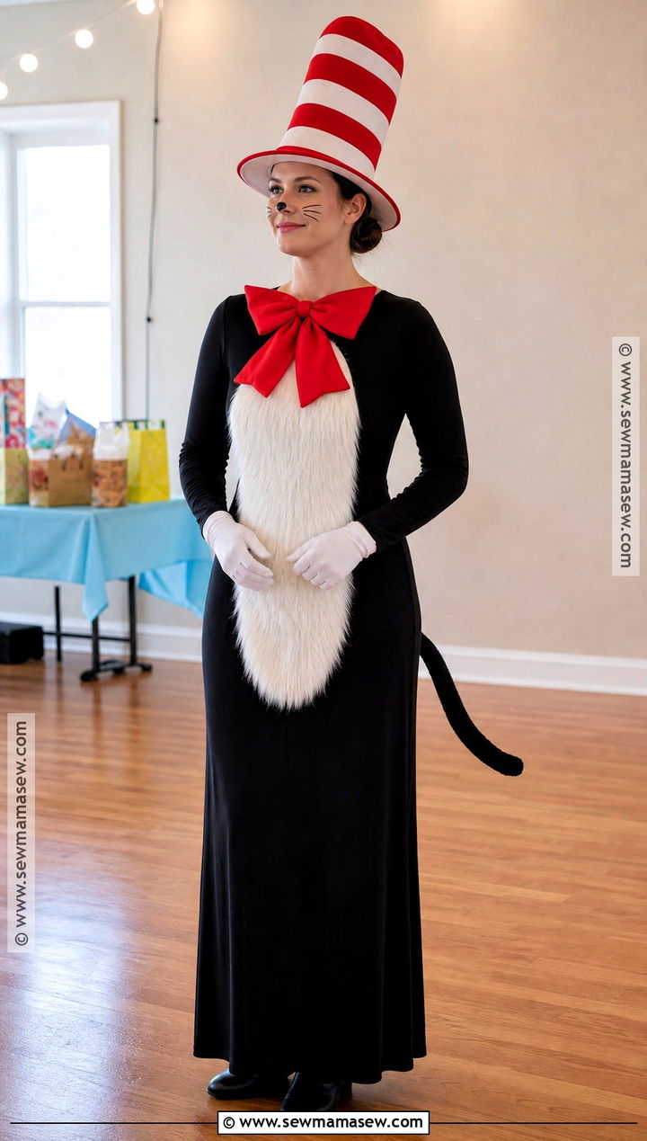 Modest Cat In The Hat Costume With Maxi Dress - 30 cat in the hat costume women's ideas