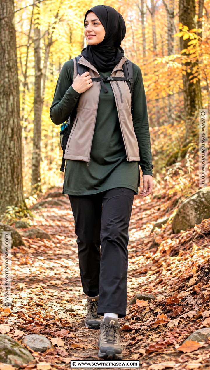 Modest Fall Hiking Outfit With Sport Hijab - 15 hiking outfits fall for women