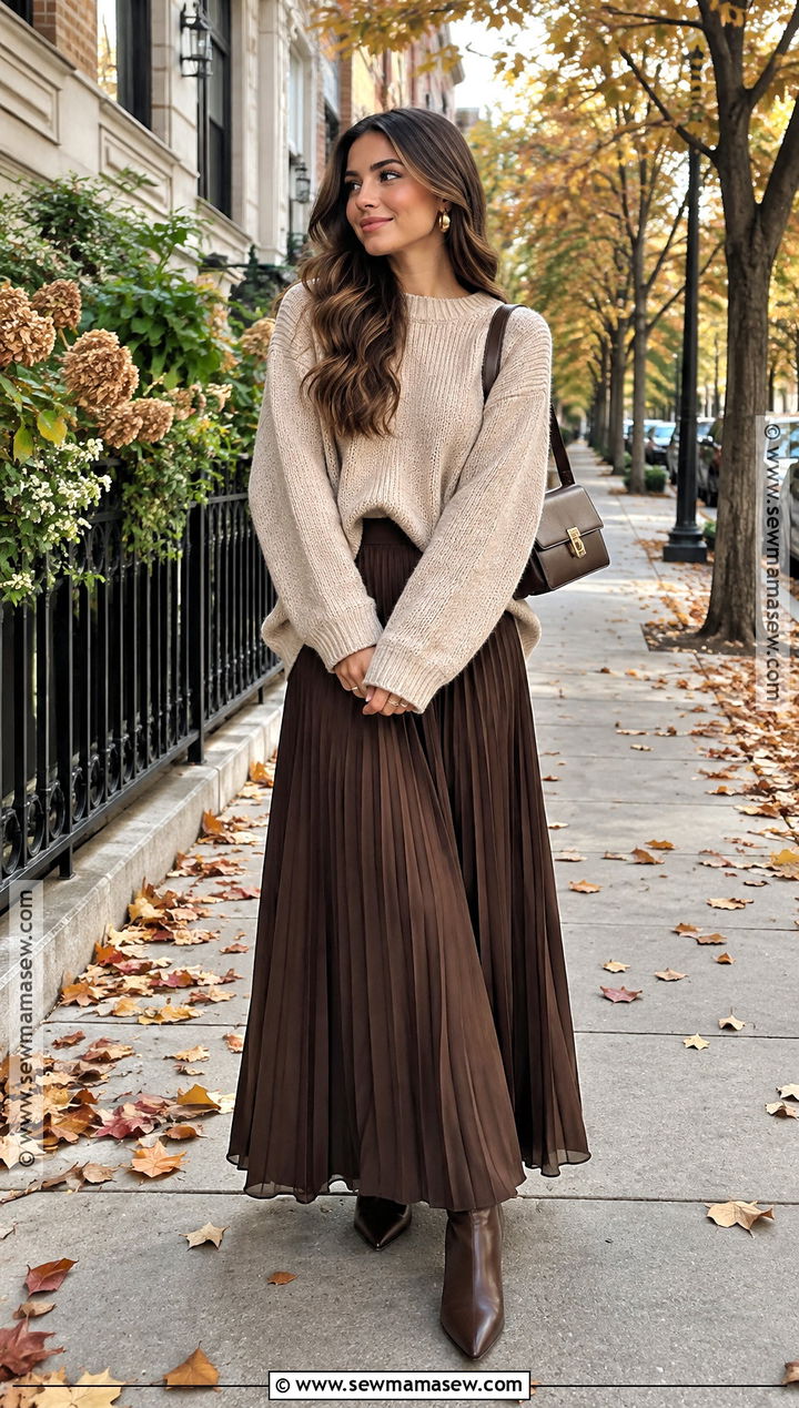 Modest Fall Outfit With Oversized Sweater And Maxi Skirt - 20 Modest Fall Outfit Inspo Aesthetic Ideas