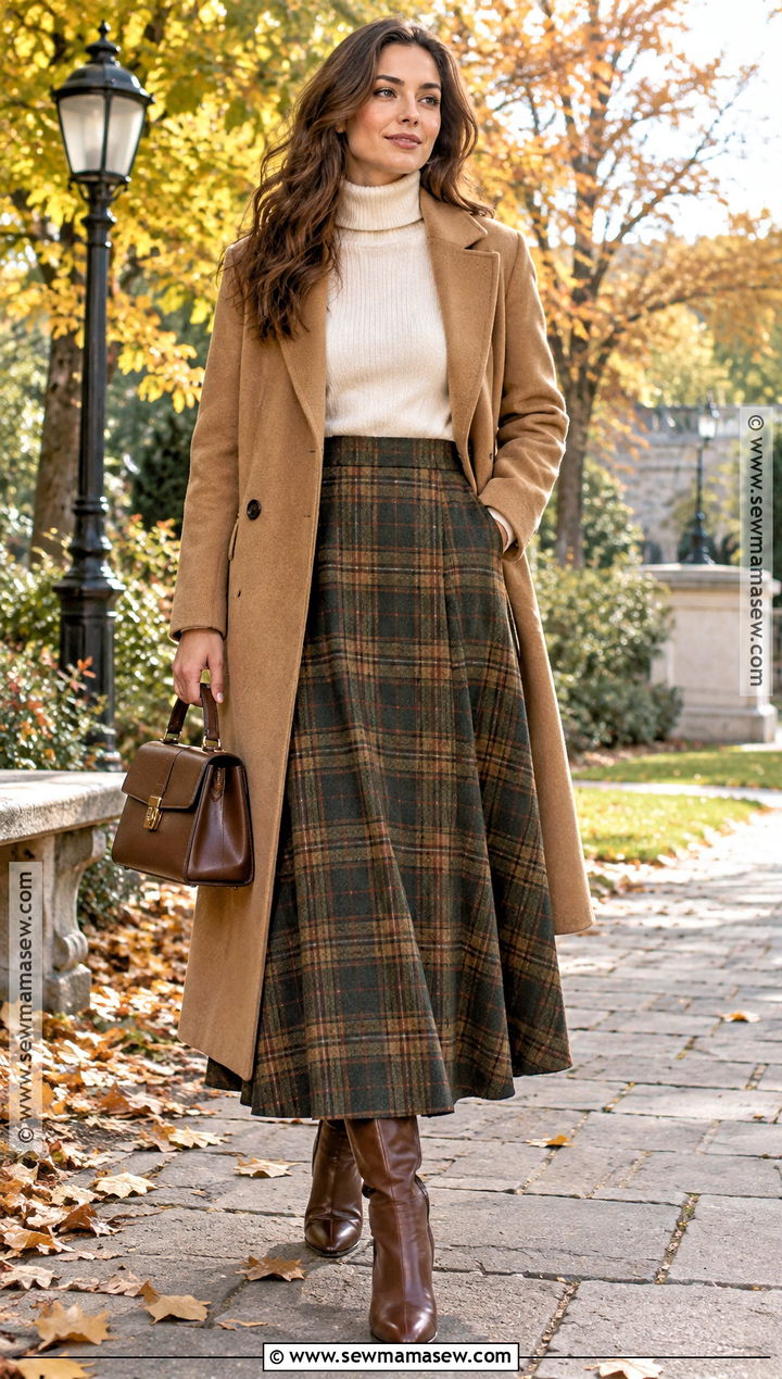 Modest Fall Outfit With Plaid Skirt And Turtleneck - 20 Modest Fall Outfit Inspo Aesthetic Ideas