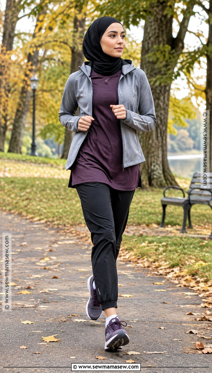 Modest Fall Running Outfit With Joggers And Tunic - 25 fall running outfit ideas
