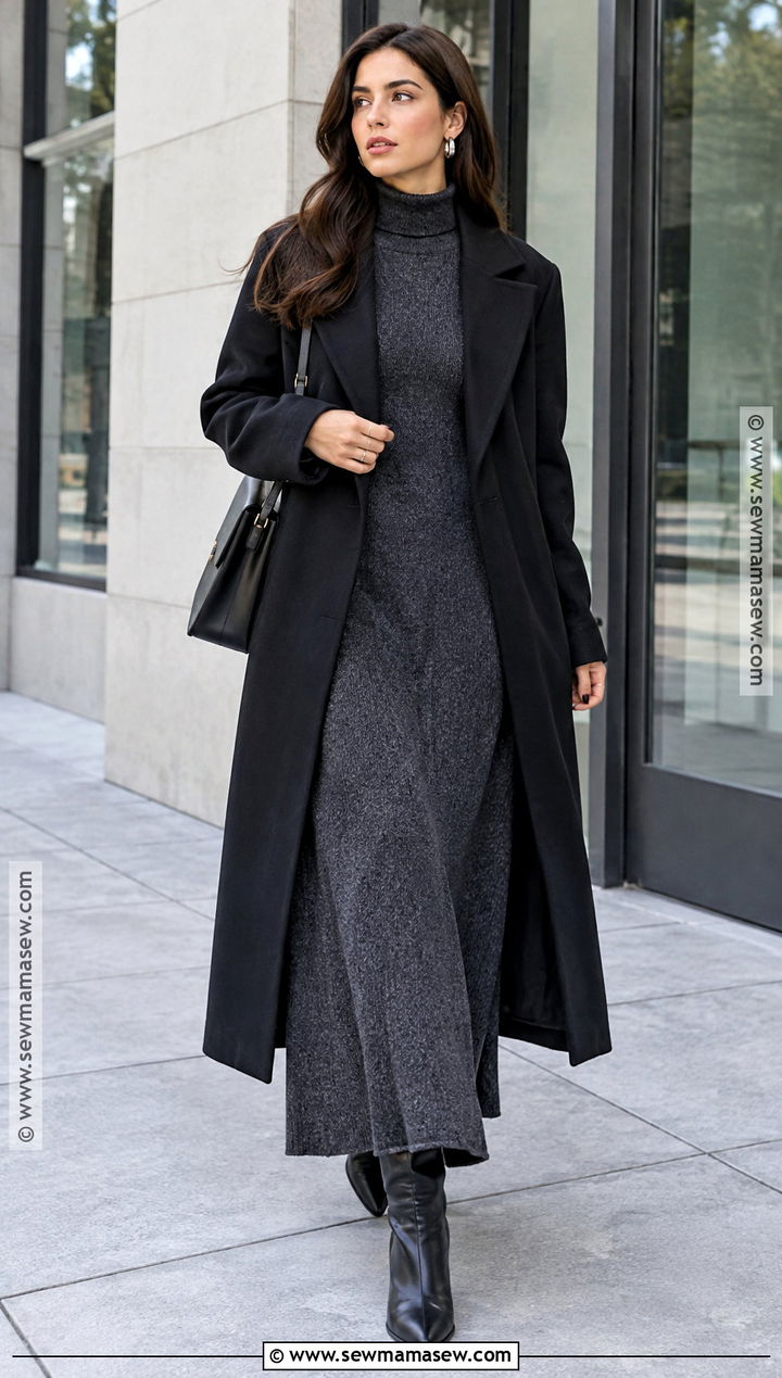 Modest Fall Sweater Dress And Trench Coat Outfit - 25 modest fall outfits