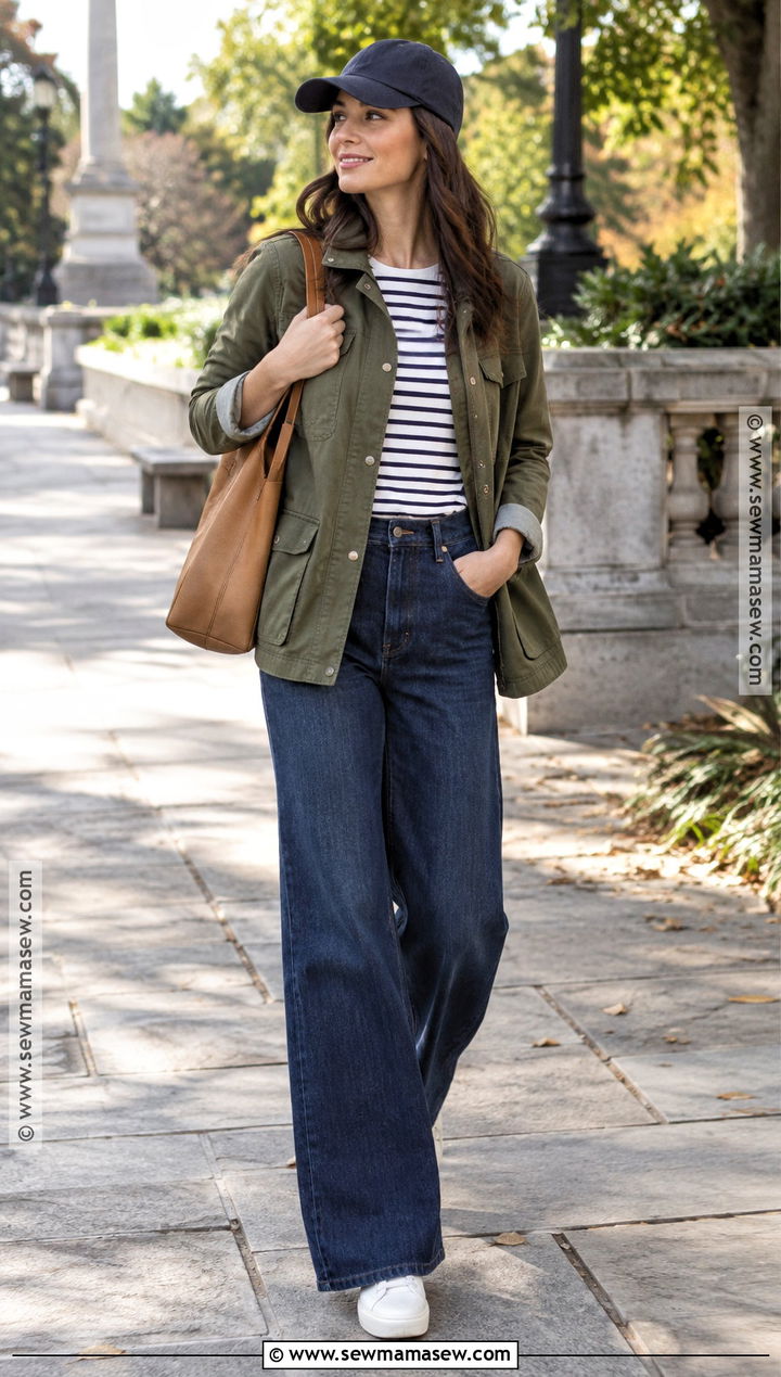 Modest Fall Utility Jacket And Wide Leg Jeans Outfit - 20 Modest Outfits Fall