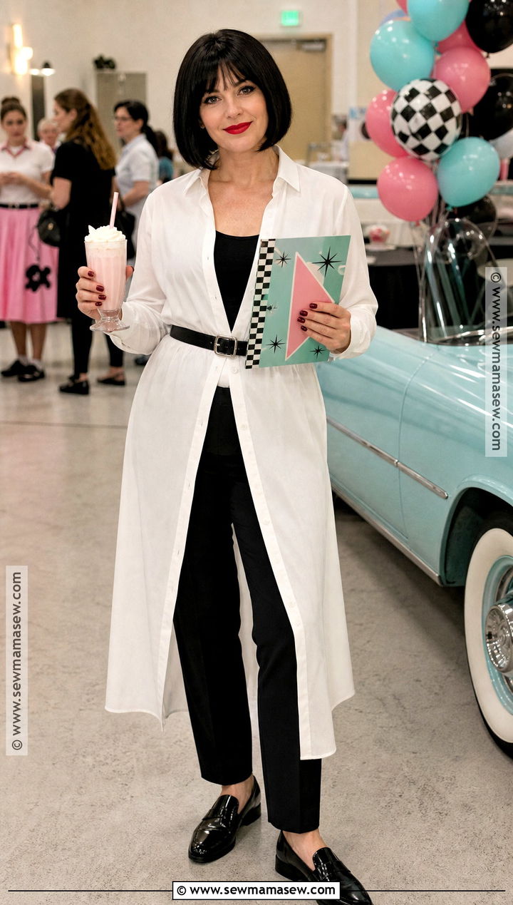 Modest Mia Wallace Costume With Long Shirt - 30 Mia Pulp Fiction Costume Ideas