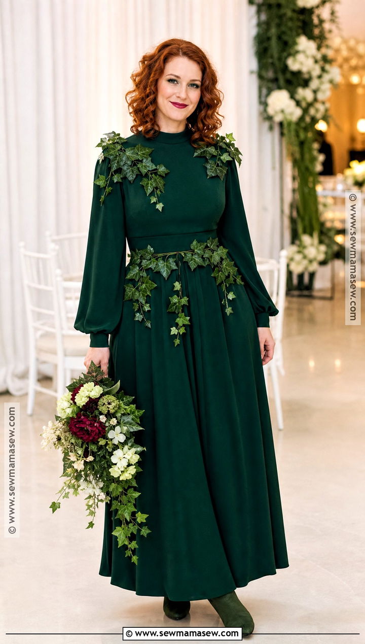 Modest Poison Ivy Costume With Green Maxi Dress - 30 ivy costume ideas