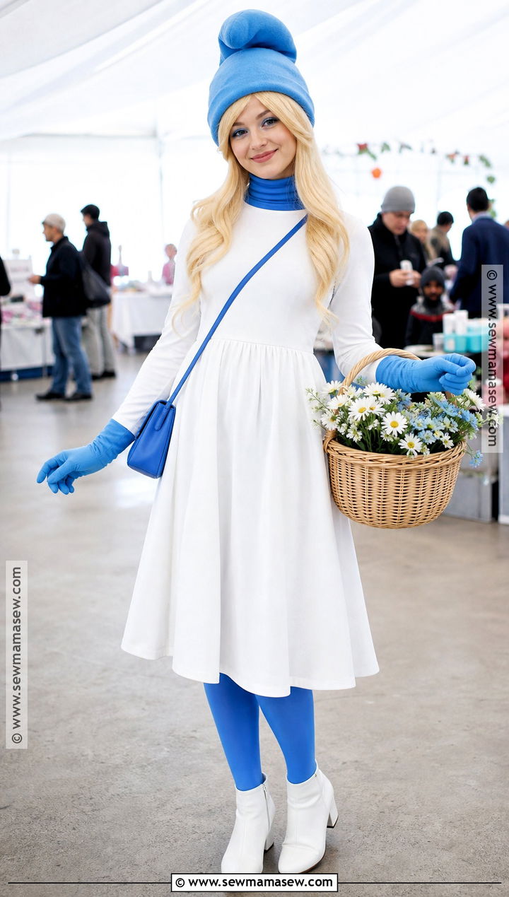 Modest Smurfette Costume With Midi Dress - 35 smurfette costume ideas