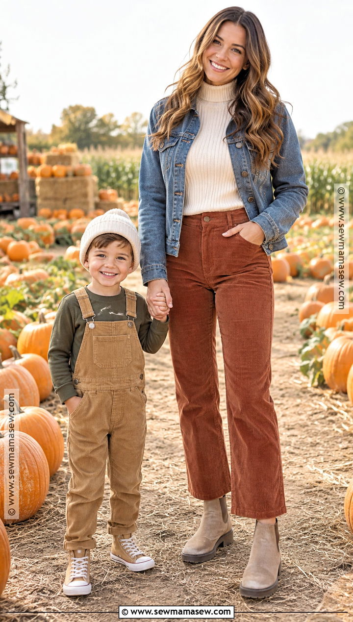 Mom And Son Corduroy Pumpkin Patch Matching Outfits - 20 pumpkin patch matching outfits