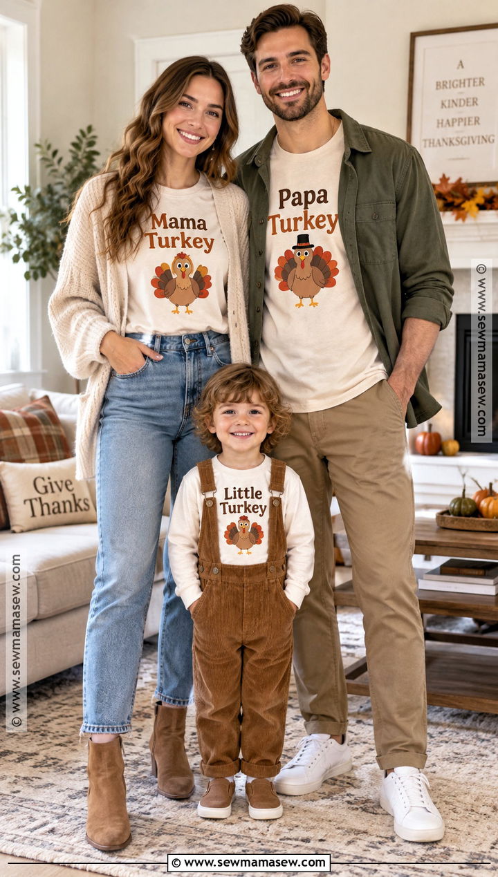 Mom Dad Little Turkey Thanksgiving Shirt Outfit - 20 Thanksgiving Shirts for Family