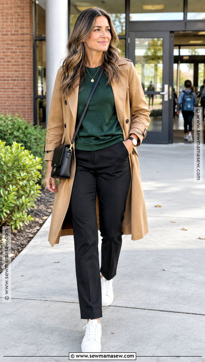 Mom Fall Outfit With A Sweatshirt And Straight Pants - 25 mom style fall ideas