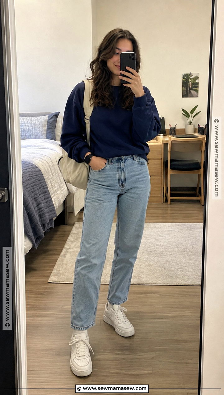 Mom Jeans And Vintage Sweatshirt School Outfit - 15 back to school vintage outfits
