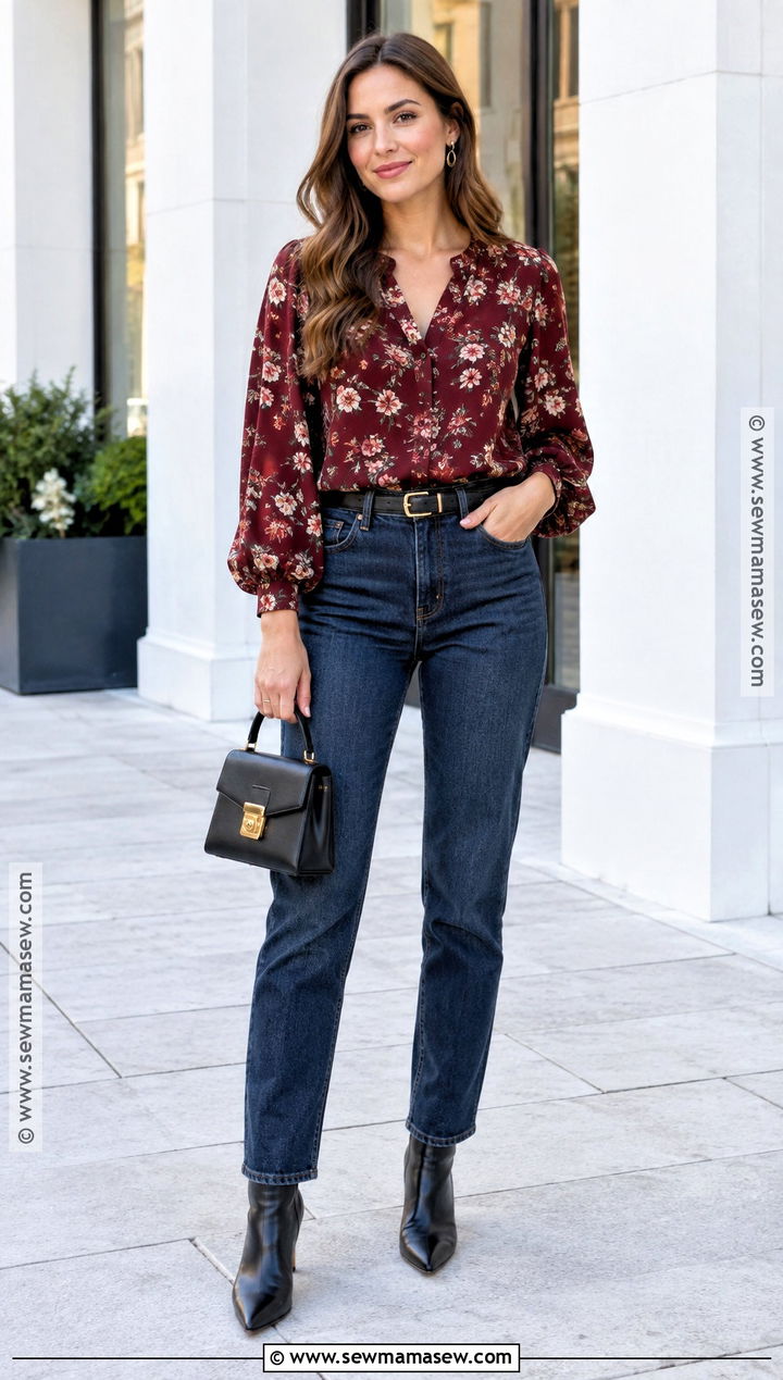 Mom Jeans With Blouse And Heeled Boots - 20 mom jeans fall outfit