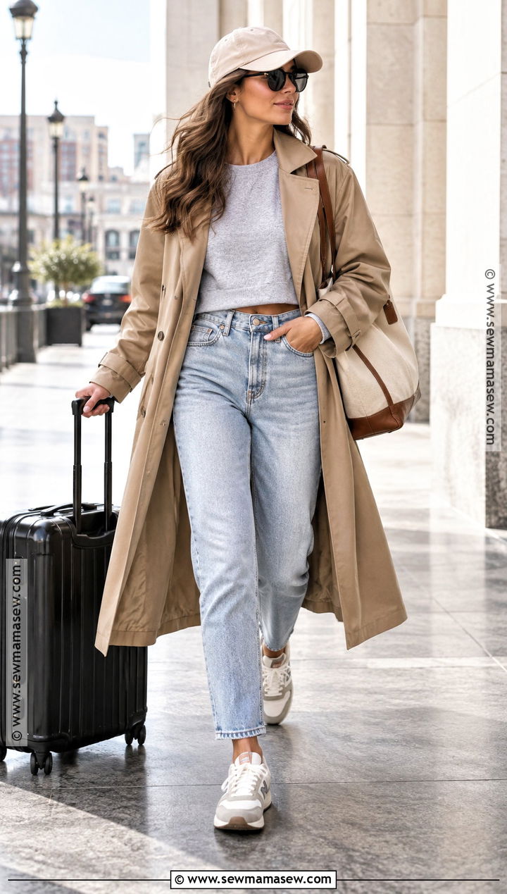 Mom Jeans With Sweatshirt And Trench Coat - 20 mom jeans outfit fall