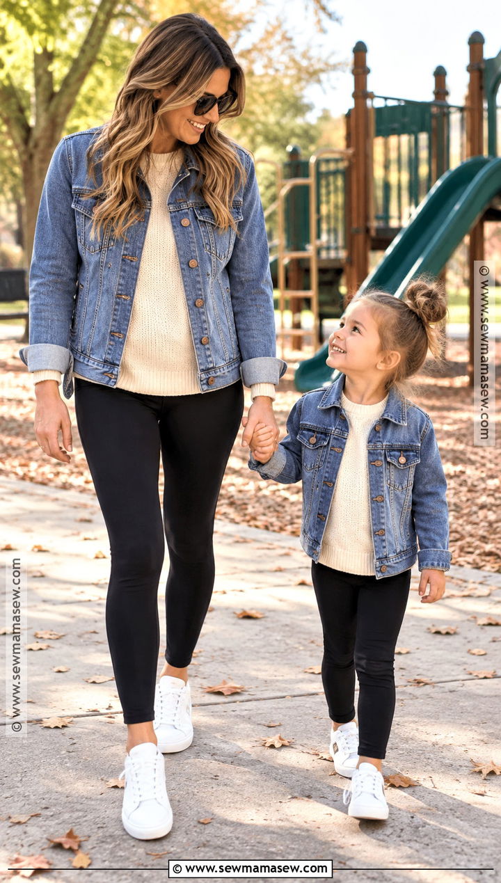 Mommy And Me Denim Jacket And Leggings Outfit - 15 fall outfits mommy and me