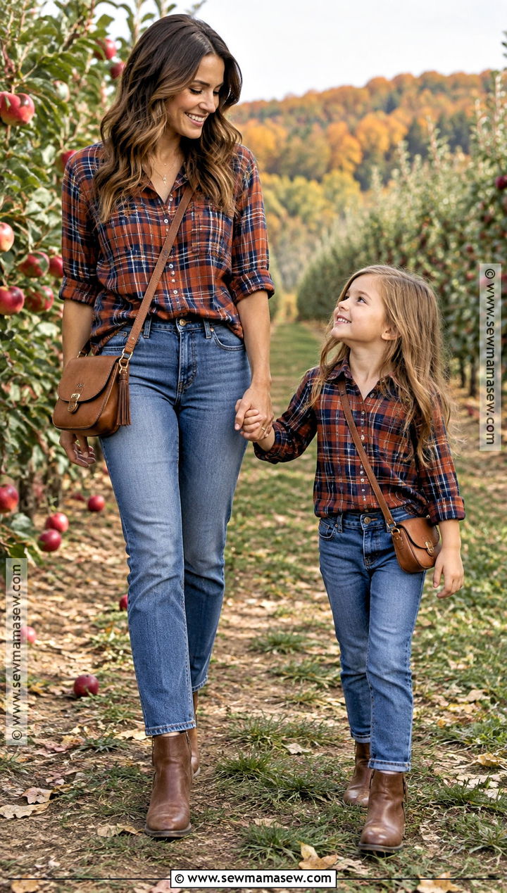 Mommy And Me Plaid Shirt And Jeans Outfit - 15 fall outfits mommy and me