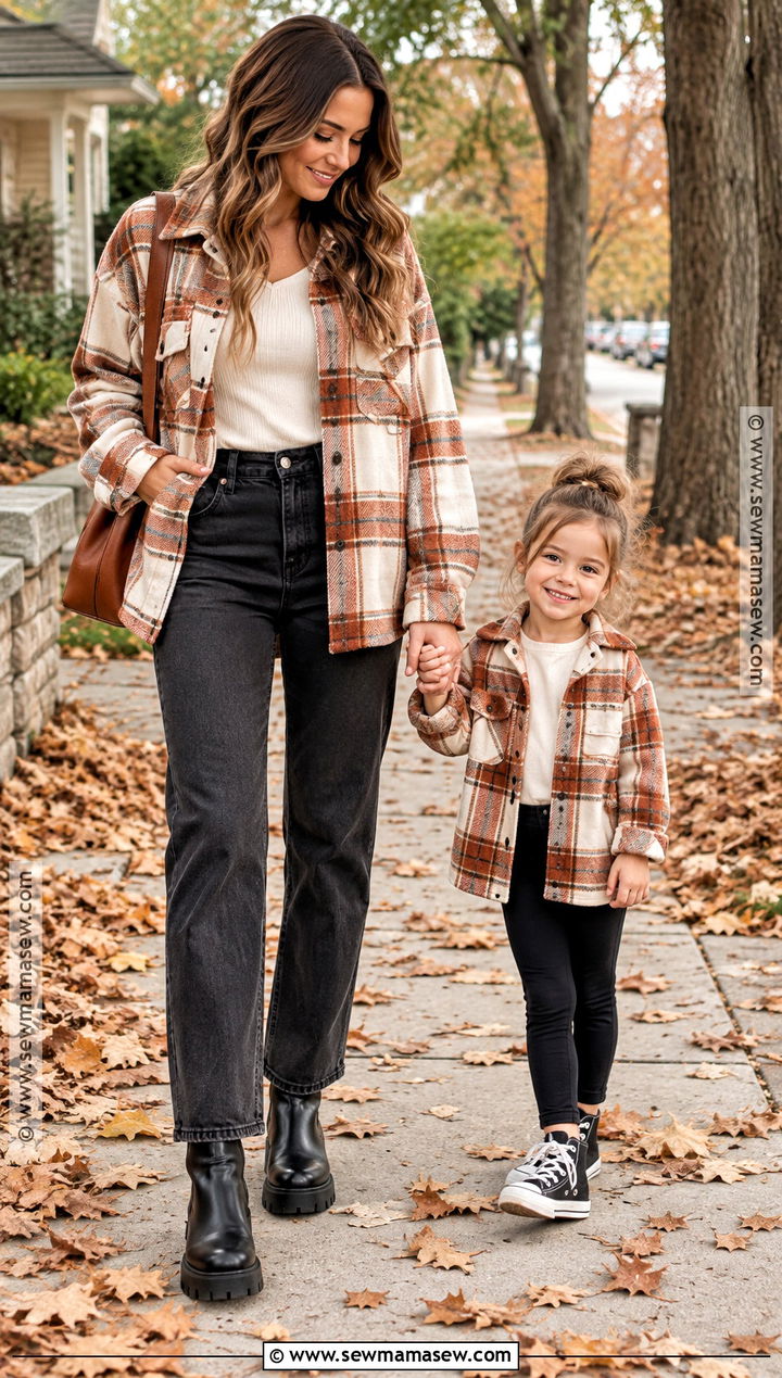 Mommy And Me Shacket And Black Jeans Outfit - 15 fall outfits mommy and me