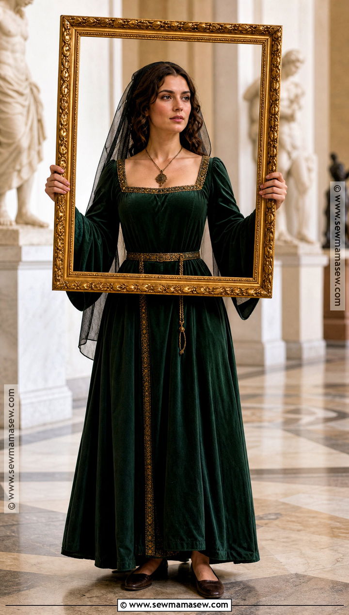Mona Lisa Costume With Renaissance Dress - 30 Solo Halloween Costumes Women Brunette